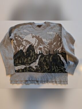 Mountain Waterfall Intarsia Sweater By Eddie Bauer Cotton Blend Women's Medium